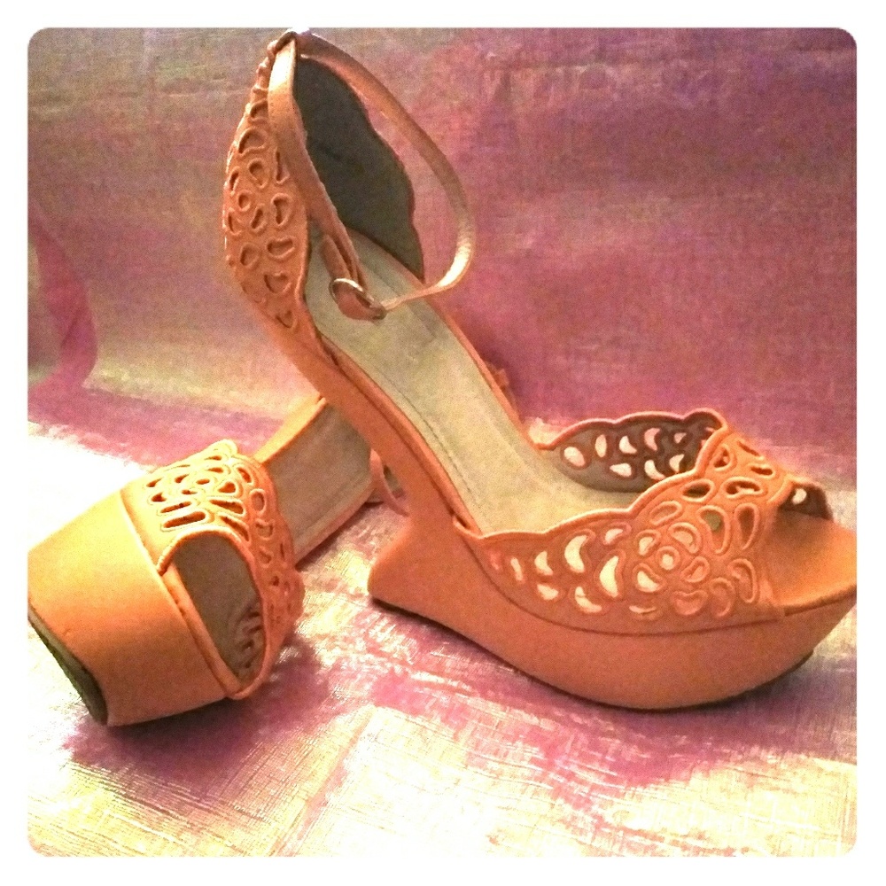 Tangerine platform peeptoes